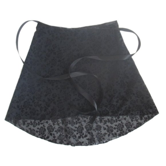 Sheer-Delights.com Dresses & Skirts - Made in USA Black Floral Flocked Wrap Ballet Dance Yoga Skirt Medium Large